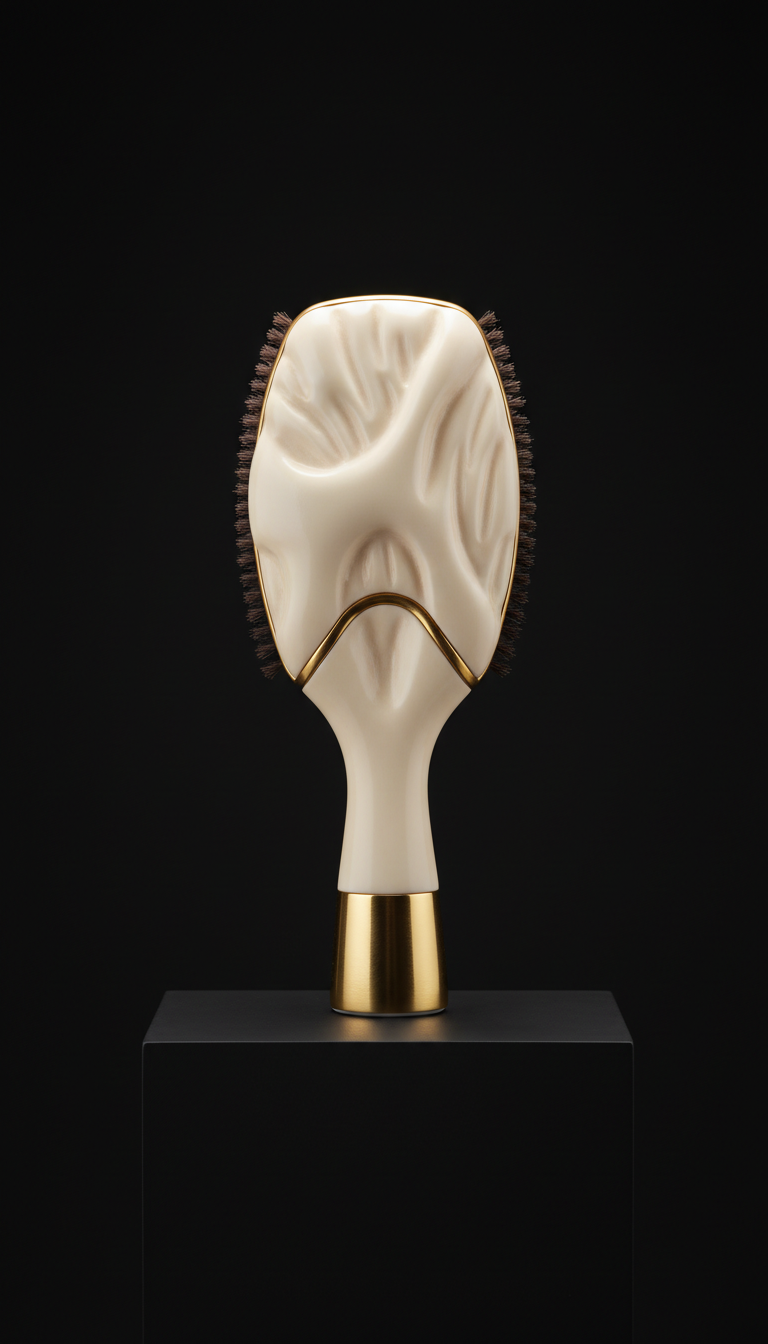 Gold-Edged Sculptural Hairbrush