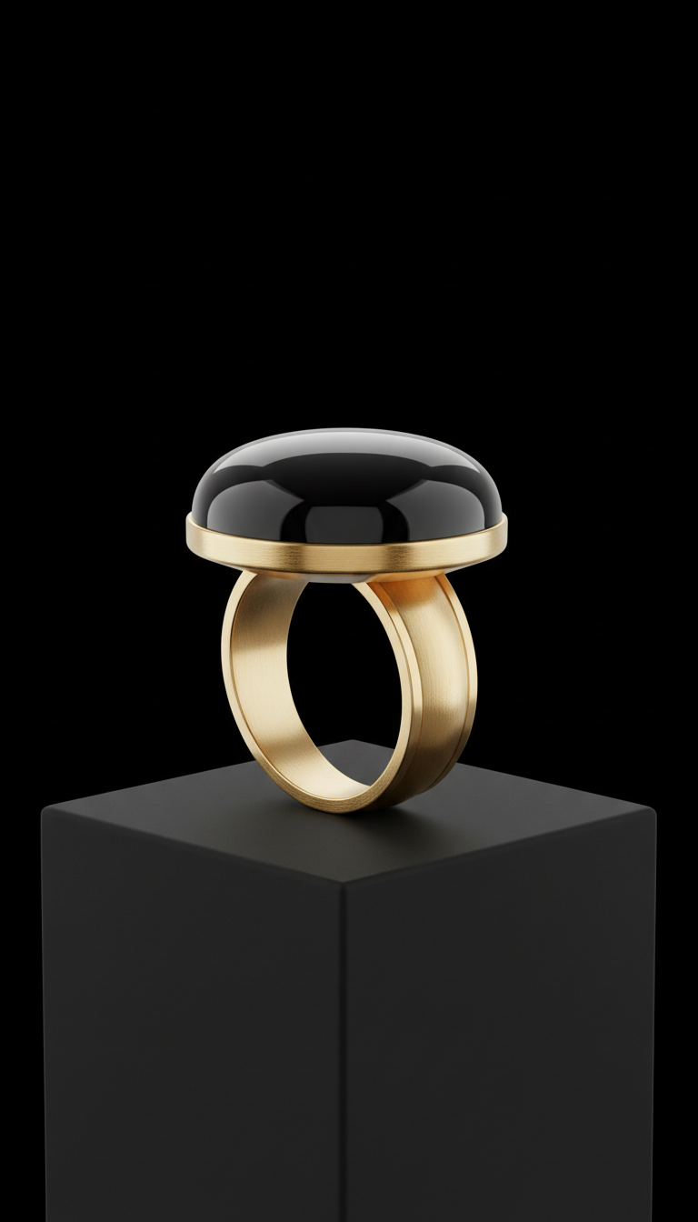 Polished Black Onyx Cocktail Ring