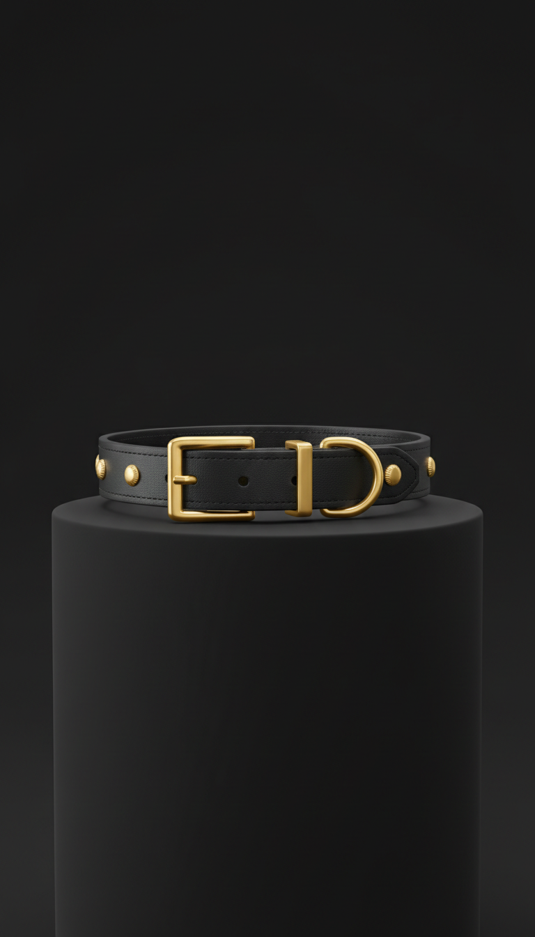 Matte Black and Gold Luxury Pet Collar