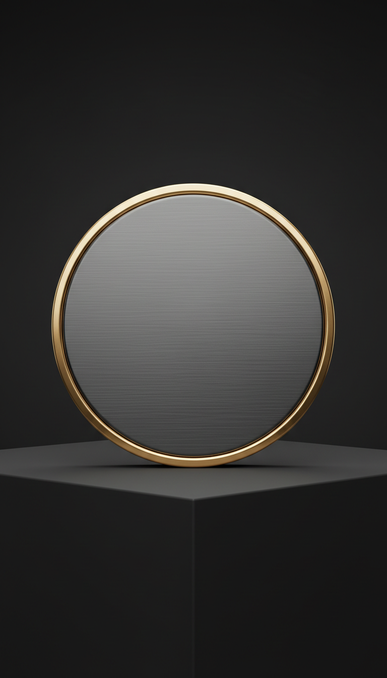 Brushed Metal Compact Mirror with Gold Trim